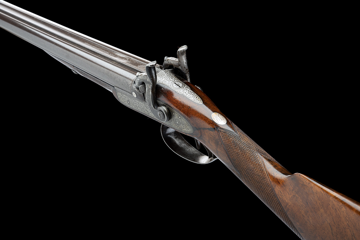 A 16-BORE PERCUSSION DOUBLE-BARRELLED SPORTING GUN BY JAMES PURDEY, serial no. 4107, for 1846, - Image 8 of 9