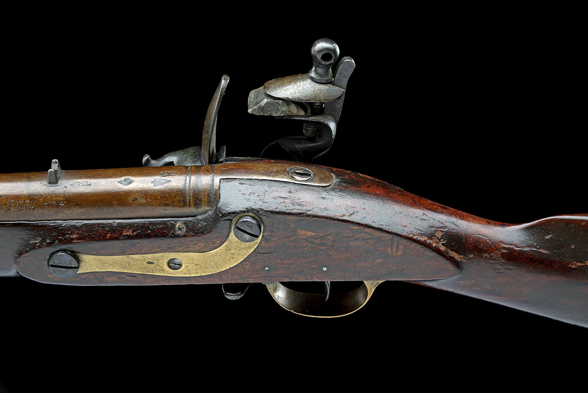 A .75 EAST INDIA COMPANY BROWN BESS TYPE FLINTLOCK MUSKET FROM JAIPUR ARMOURY, CIRCA 1808, serial - Image 4 of 9