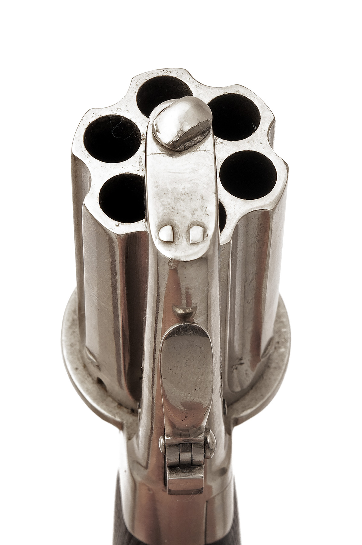 AN ENGLISH MARKET .30 (PINFIRE) NICKEL-PLATED PEPPERBOX REVOLVER SIGNED LE FREZ, no visible serial - Image 3 of 5