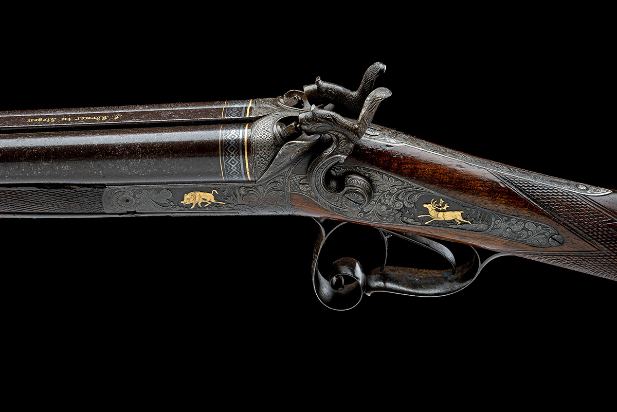 FRIEDRICH KORNER AN ORNATE 20-BORE LEFAUCHEUX PATENT UNDERLEVER HAMMERGUN, no visible serial number, - Image 7 of 8