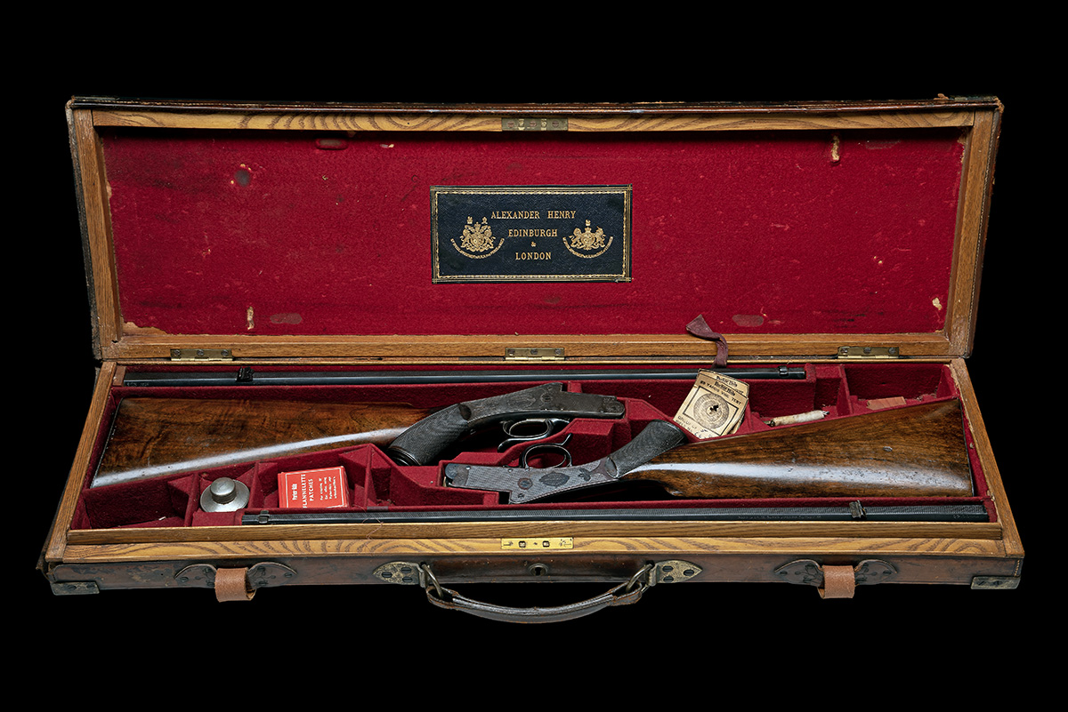 ALEXr. HENRY A SCARCE PAIR OF .22LR (PARKERIFLED) ALLPORT PATENT PUSH-FORWARD UNDERLEVER SINGLE- - Image 9 of 11