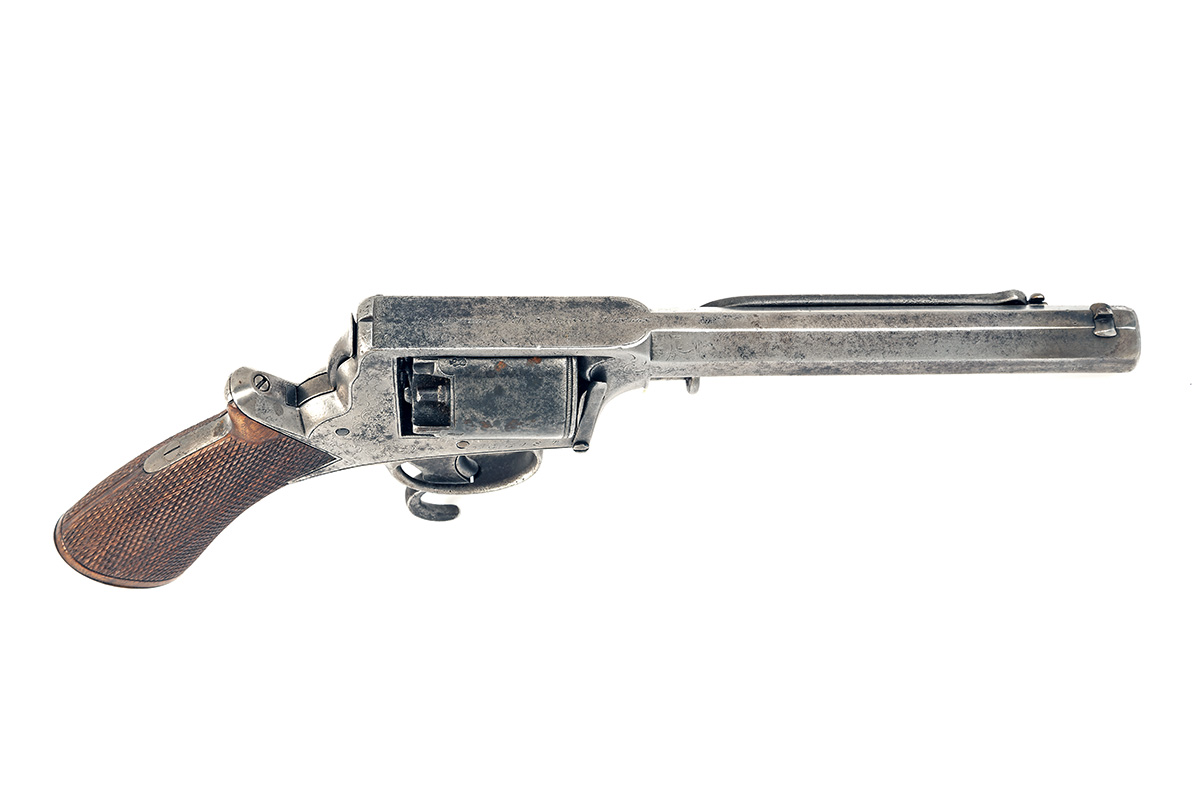 A CASED 54-BORE TRANTER SECOND MODEL DOUBLE-TRIGGER PERCUSSION REVOLVER RETAILED BY B. COGSWELL, - Image 4 of 6