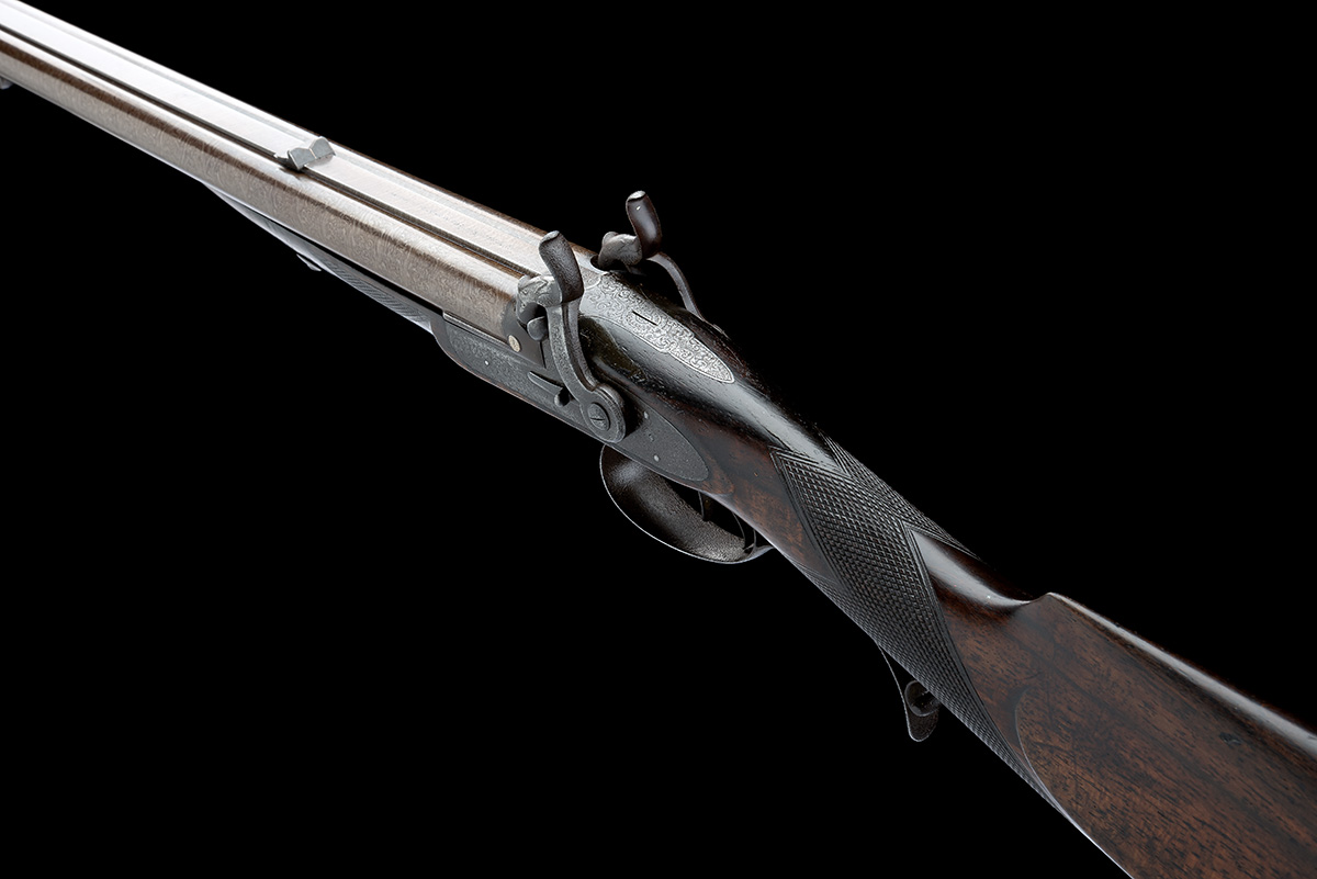 A CASED 32-BORE TWO-GROOVE PERCUSSION DOUBLE RIFLE BY PURDEY, serial no. 4862, for 1853, with twin- - Image 5 of 10