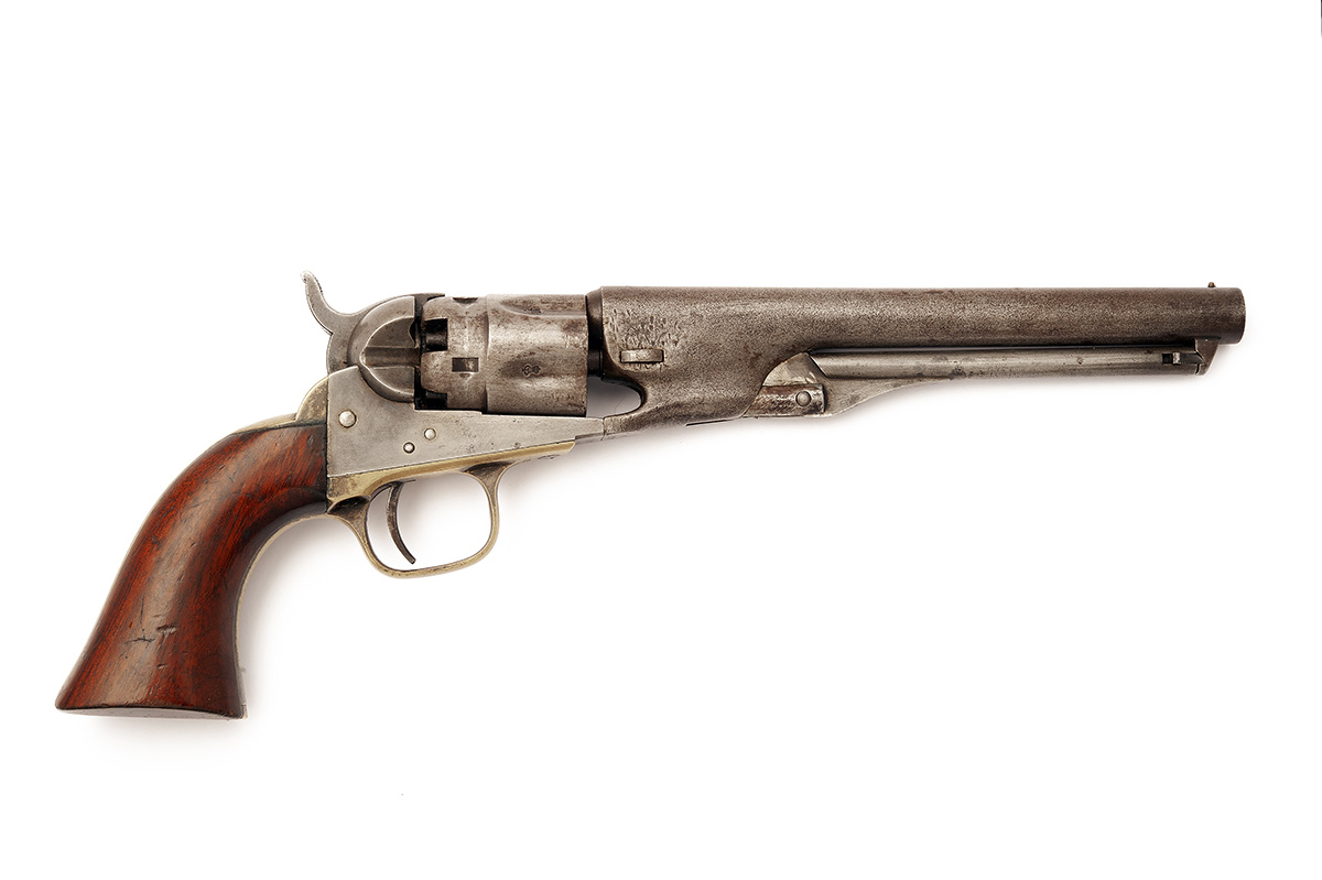 A .36 COLT 1862 POLICE PERCUSSION REVOLVER, serial no. 20527, for 1863, with round 6 1/2in.