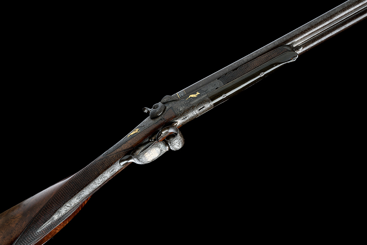 FRIEDRICH KORNER AN ORNATE 20-BORE LEFAUCHEUX PATENT UNDERLEVER HAMMERGUN, no visible serial number, - Image 3 of 8