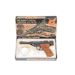 A BOXED .177 HY-SCORE TARGET AIR-PISTOL, no visible serial number, circa 1970, with blued 10 1/