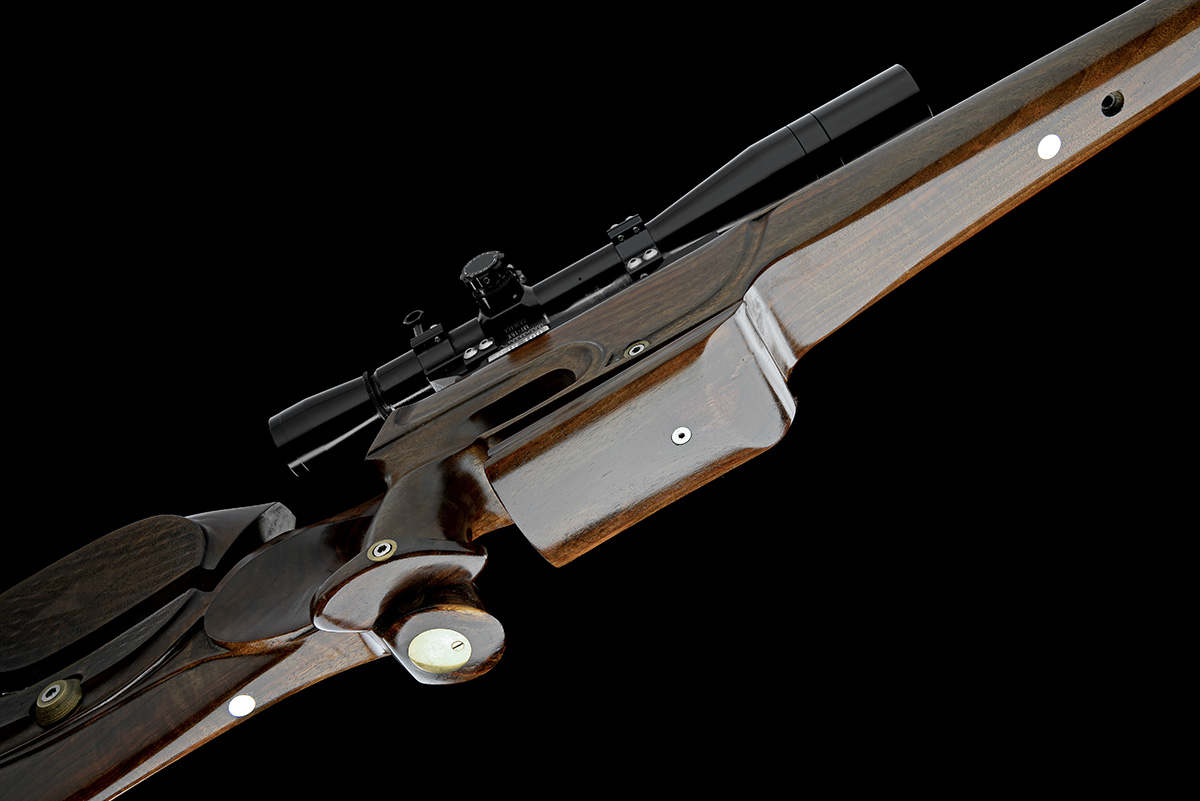 A SCARCE .177 AIR-ARMS 'NJR100' PNEUMATIC AIR-RIFLE WITH JOHN WELHAM CUSTOM STOCK, serial no. 02014, - Image 3 of 8