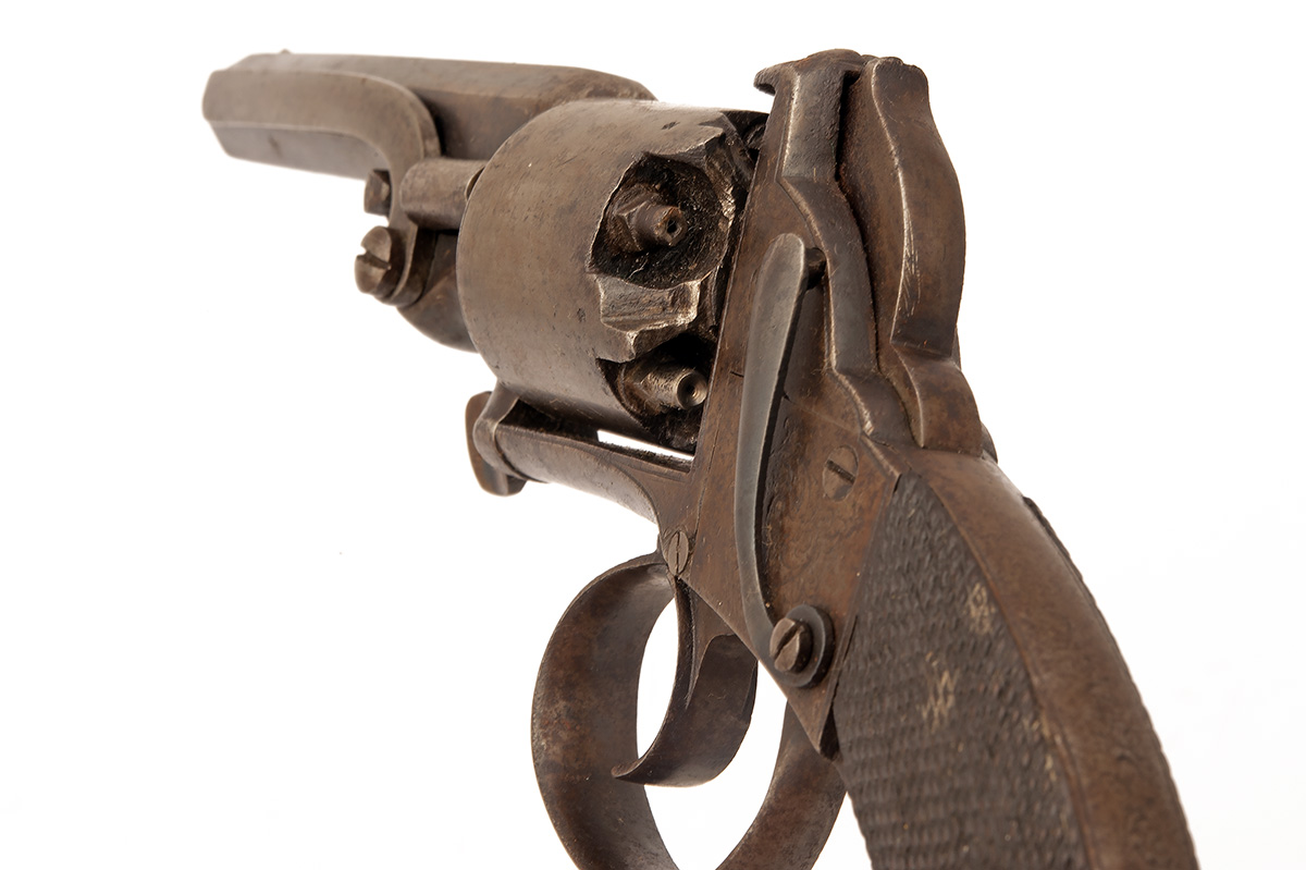 A CASED 60-BORE PERCUSSION REVOLVER OF BENTLEY TYPE, UNSIGNED, no visible serial number, circa 1855, - Image 4 of 5