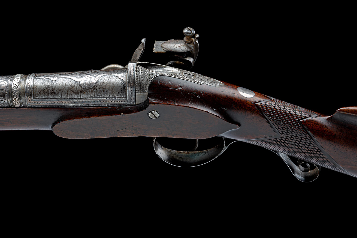 A FINE 10-BORE FLINTLOCK SPORTING MUSKET SIGNED MACLAUCHLAN, EDINBURGH, WITH INLAID TURKISH - Image 7 of 10