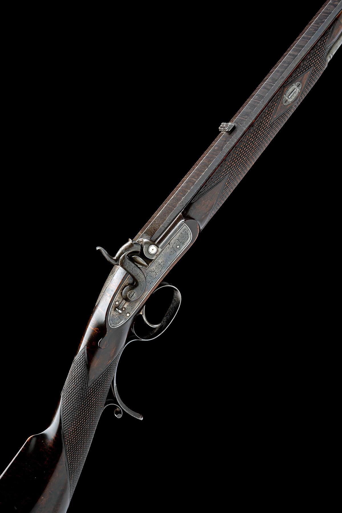 A FINE 60-BORE PERCUSSION 'PEA' RIFLE SIGNED THOMAS BOSS, LONDON, serial no. 895, for 1849, with