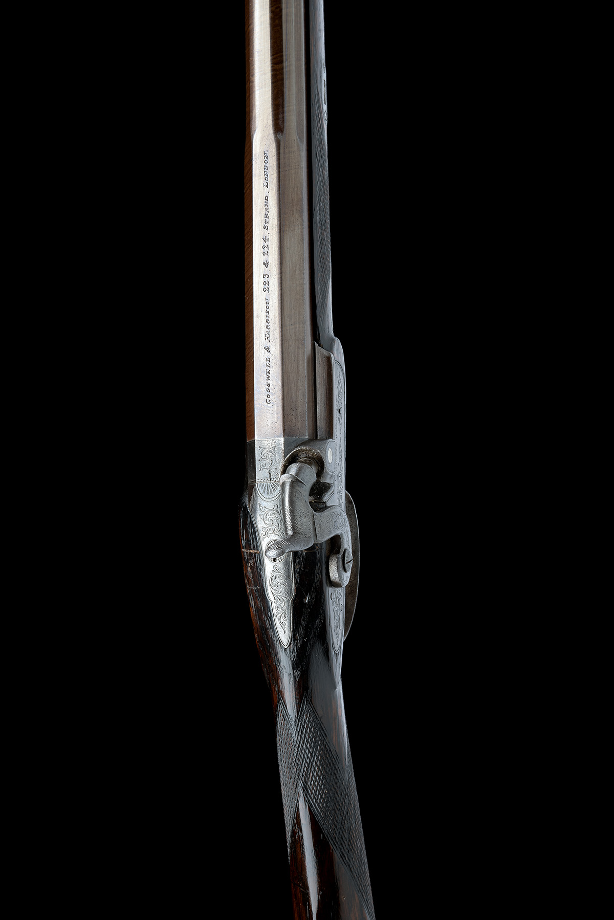 A 20-BORE PERCUSSION SINGLE-BARRELLED SPORTING GUN SIGNED COGSWELL & HARRISON, serial no. 5917, - Image 4 of 8