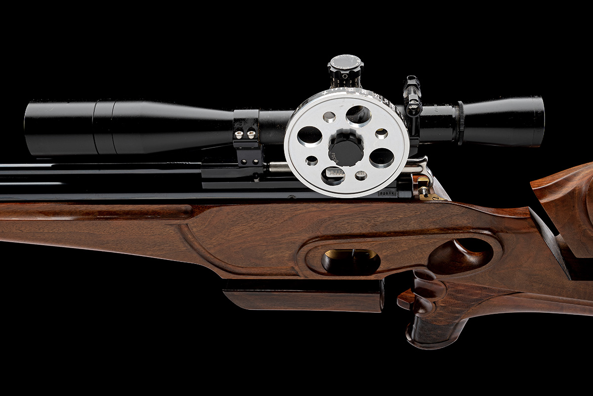 A SCARCE .177 AIR-ARMS 'NJR100' PNEUMATIC AIR-RIFLE WITH JOHN WELHAM CUSTOM STOCK, serial no. 02014, - Image 7 of 8