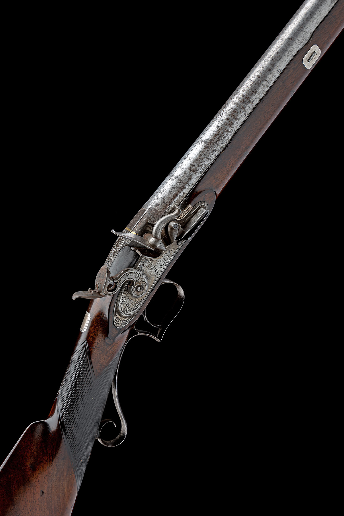 A LATE 14-BORE FLINTLOCK SINGLE-BARRELLED SPORTING GUN SIGNED SMITH, LONDON, FOR RESTORATION, no