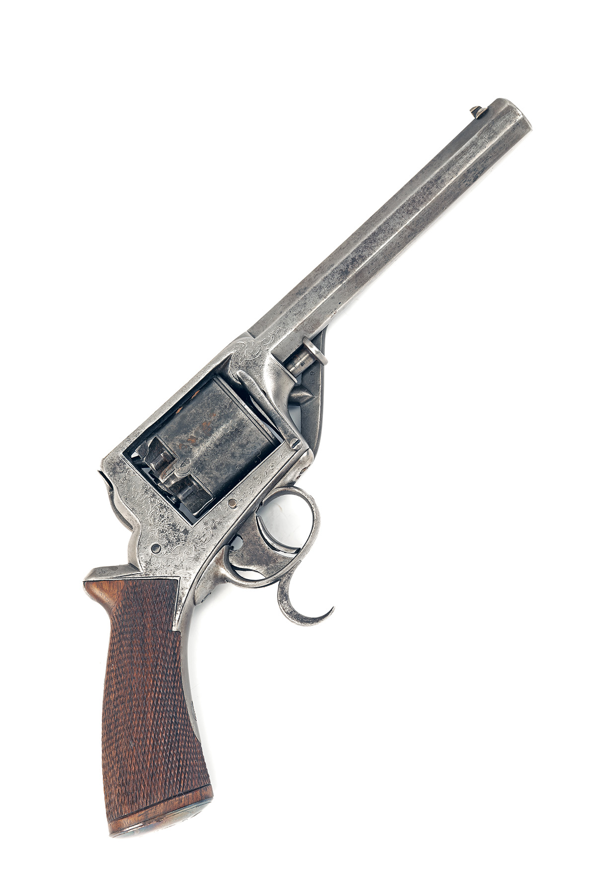 A CASED 54-BORE TRANTER SECOND MODEL DOUBLE-TRIGGER PERCUSSION REVOLVER RETAILED BY B. COGSWELL, - Image 3 of 6