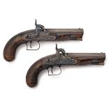 AN INTERESTING CASED PAIR OF .550 CONSTABULARY STYLE PERCUSSION PISTOLS SIGNED M. SMITH, BIRMINGHAM,
