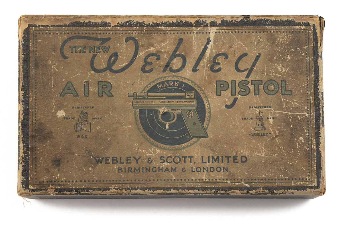 AN EXCEPTIONALLY RARE BOXED EARLY .177 WEBLEY & SCOTT PRE-WAR 'MKI DOUBLE SPRING-CLIP' AIR-PISTOL, - Image 7 of 7