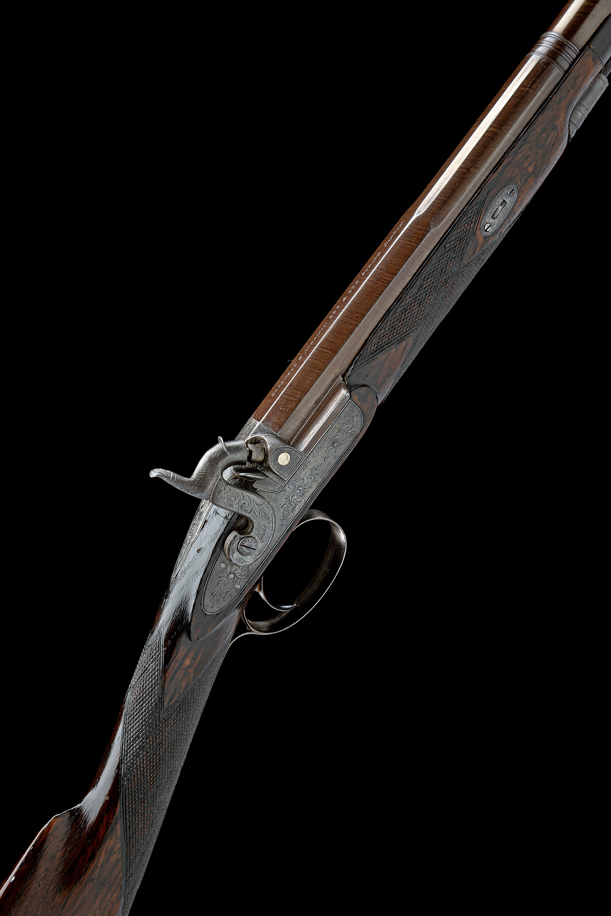 A 20-BORE PERCUSSION SINGLE-BARRELLED SPORTING GUN SIGNED COGSWELL & HARRISON, serial no. 5917,