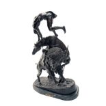 A BRONZE FULL-SIZE COPY OF FREDERIC REMINGTON'S SCULPTURE 'THE BUFFALO HORSE', depicting a
