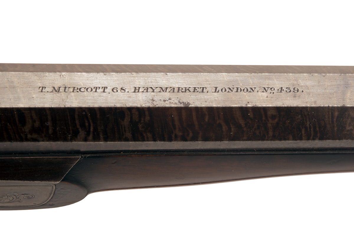 A GOOD CASED PAIR OF .650 PERCUSSION OFFICER'S PISTOLS SIGNED T. MURCOTT, serial numbered 439, circa - Image 8 of 15