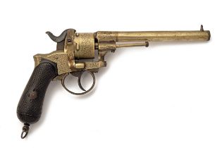 A 9mm PINFIRE LEFAUCHEUX MAILLECHORT REVOLVER SIGNED 'E.L', serial no. 245412, circa 1865, with