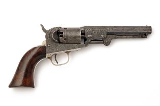 A GOOD ENGRAVED .31 PERCUSSION COLT 1849 POCKET REVOLVER, serial no. 75576, for 1853, with blued