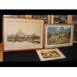 EDWARD WESSON - three watercolours - framed and gl