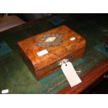 A Victorian inlaid jewellery box with kid leather
