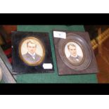 A miniature oval portrait and one other