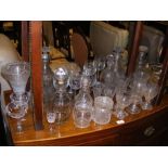 A selection of antique glassware including decante