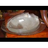 A collection of glass fish platters - six plates a