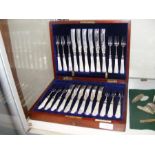 A cased set of silver fruit knives and forks by El