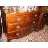 A 19th century mahogany bow front chest of two sho