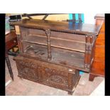 A period oak carved coffer - 96cms wide, together