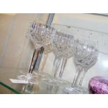 A set of five Waterford wine glasses together with