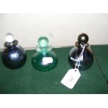 Three Isle of Wight Glass scent bottles