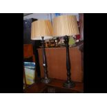 A pair of tall metal table lamps - height 90cm wit