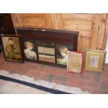 A triptych oak overmantel with central mirror and