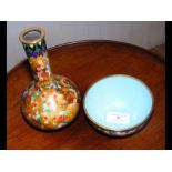 A Cloisonne vase together with a bowl