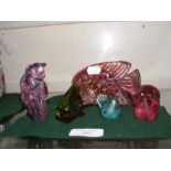 An Isle of Wight Glass fish ornament together with