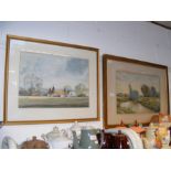 Two landscape watercolours - country scenes