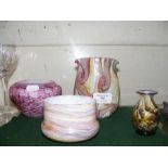 An Isle of Wight Glass vase and three others