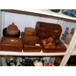 An assortment of treen and trinket boxes