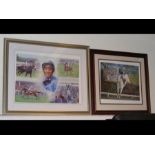 Two race horsing prints - one celebrating the Jock