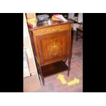 A marquetry panelled pot cupboard - width 60cm