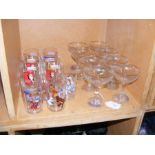 Babycham glasses, together with Dubonnet tumblers