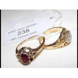 An 18ct diamond ring together with a 10ct garnet r