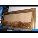 A large Victorian watercolour of country scene in