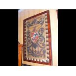A framed and glazed painted silk coat of arms - 90cm x 62cm - Boyd and Fenwick family