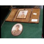 A miniature oval portrait of soldier together with