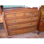 An antique oak chest of two short and three long g